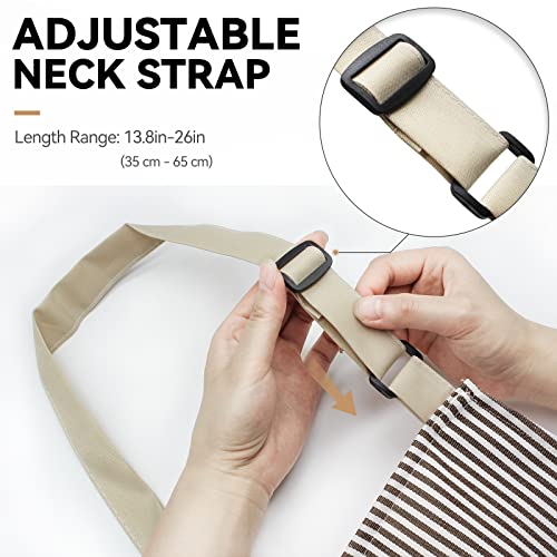 NLUS 2 Pack Cooking Aprons for Women with Pockets, Adjustable Kitchen Bib Aprons Chef Aprons for Women Men(Brown Pinstripes) - color: Taupe