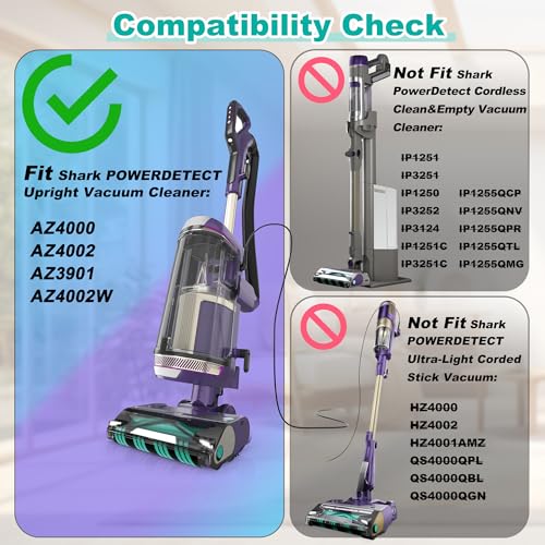 AZ4000 AZ4002 AZ3901 Soft Brush Roller Replacement Parts Compatible with Shark POWERDETECT Upright Vacuum Cleaner, 2 Brushroll, 1 Cleaning Brush, 468FP4000 - size: 2 Brush Rollers + 1 Cleaning Brush