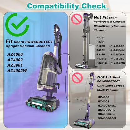 AZ4000 AZ4002 AZ3901 Soft Brush Roller Replacement Parts Compatible with Shark POWERDETECT Upright Vacuum Cleaner, 2 Brushroll, 1 Cleaning Brush, 468FP4000 - size: 2 Brush Rollers + 1 Cleaning Brush