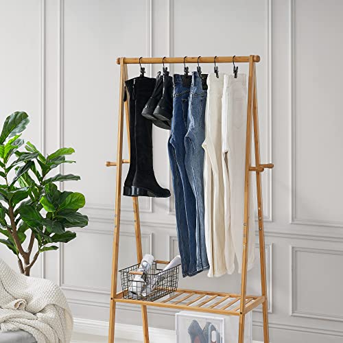 BEWISHOME 50 PCS Boot Hangers for Closet, Laundry Hooks with Clips, Boot Hanging Hold Clip, Clothes Pins, Space Saving Portable Travel Hangers Clip, Jeans, Tall Boots, Towel, Black FYC50B - style: 50 Pcs Black hanging clips