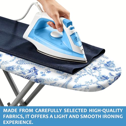 Padded Ironing Board Cover, 15 * 54 in Standard Size Ironing Board Covers, Easy Hook and Loop Fastener, Universal Fit for Standard Boards - color: Light Blue Flowers