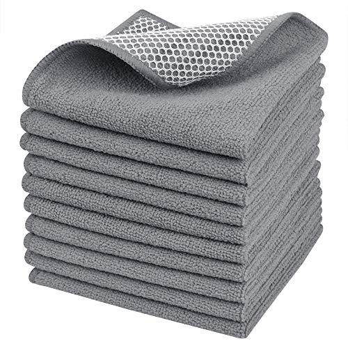 SINLAND Dish Cloth for Washing Dishes Kitchen Washcloth Cleaning Cloth - color: Grey, size: 12inchx12inch 10pack