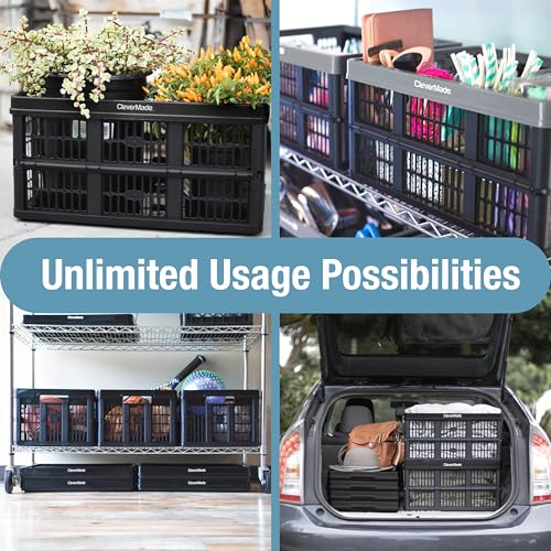 CleverMade Collapsible Utility Crate (Recycled) - 45L - Obsidian (3PK) - color: Obsidian, size: 45L - 3 Pack