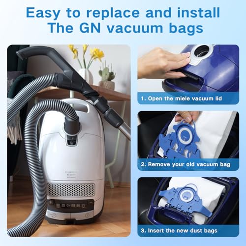 14 Pack 3D Airclean GN Vacuum Bags Compatible with Miele Classic C1, Complete C2, Complete C3, S2 S5 S8 S400 Series Dust Bags with 4 Motor Protection Filters, 4 Exhaust Filters - style: GN Bag-14 Pack
