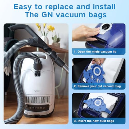 14 Pack 3D Airclean GN Vacuum Bags Compatible with Miele Classic C1, Complete C2, Complete C3, S2 S5 S8 S400 Series Dust Bags with 4 Motor Protection Filters, 4 Exhaust Filters - style: GN Bag-14 Pack