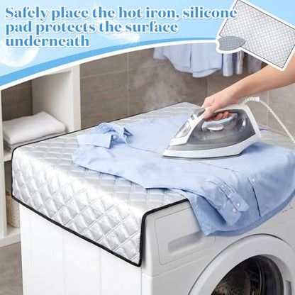 Tigeen Large Ironing Mat 47" x 22", Foldable Pressing Blanket for Countertop, Tabletop, Washer & Dryer, Thick Double-Sided Pad with Silicone Iron Rest, Portable Ironing Board Alternative