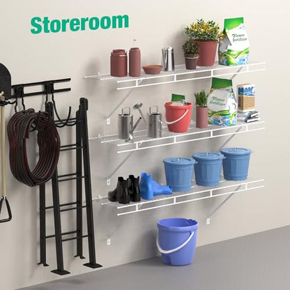 HAUSHOF 2 Pack Closet Shelves Wall Mounted, 4 ft x 12 in Wire Shelf Kit - size: 4ft x 12in