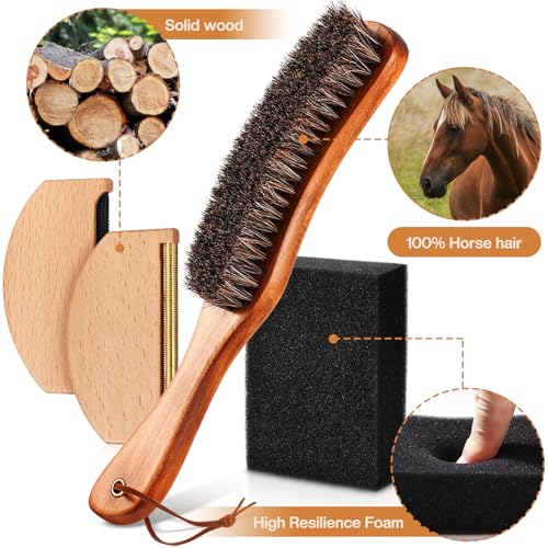 4 Pcs Horsehair Felt Hat Brush Kit with Cleaning Sponge Cowboy Clean Hat Wood Fedora Hat Cleaning Set Baseball Cap Lint Brush Remove Dust for Hair Furniture Suits Clothes(Style C) - style: Style C