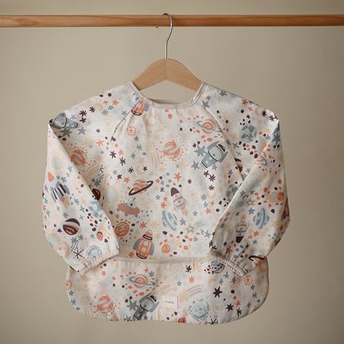 mushie Long Sleeve Baby Bib | Water Resistant Adjustable Fit - color: Space