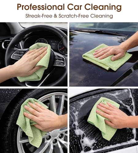 Microfiber Cleaning Cloth Roll, 100 Pack 12 x 12 Inch Tear Away Reusable Paper Towels, Thick Cleaning Towels, Absorbent Lint Free Washable Rags for Kitchen, Car, Garage and Workshop - Bean Green - color: Bean Green
