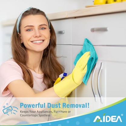 AIDEA Blue Microfiber Cleaning Cloth-12PK, Cleaning Rags 12"x 12" Absorbent - color: Blue, size: 12in.x12in.