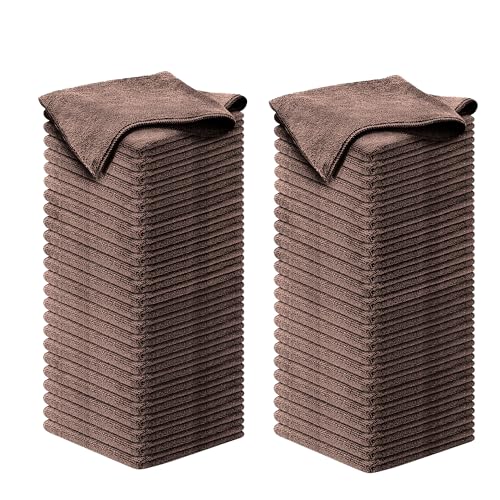 USANOOKS Premium 300GSM Microfiber Cleaning Cloth - 12.5"x12.5" High Performance - 1200 Washes, Ultra Absorbent Microfiber Towels for Cars Undercarriage, Rims & Engine Bay Cleaning - Microfiber Cloth - color: Brown, size: 12.5" x 12.5" (100 pack)