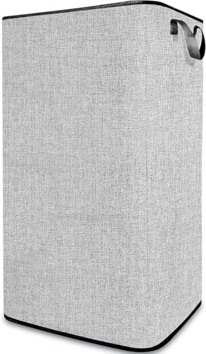 SNIGJAT Large Laundry Basket, 80 L Collapsible Tall Hamper with Handle Grey - color: Grey, size: 80L