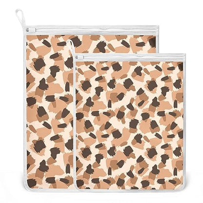 Mesh Laundry Bags Lingerie Bags for Washing Delicates 2 PCS Wash Bag with Zipper Small and Medium Washable Animal Prints - color: Animal Prints
