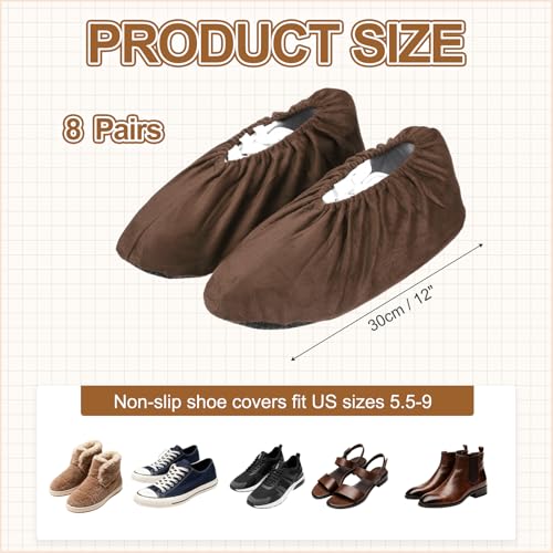 PATIKIL Reusable Shoe Covers, Non-Slip Shoe Protectors Cover Polyester Washable Foot Boot Covering - color: Brown, size: 13 inch
