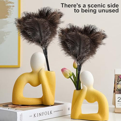 Ostrich Feather Duster-14.9 Inch Mini Natural Feathers Dusters with Plastic Handle Reusable Handheld for Cleaning Supplies Home Car Office(6pcs) - color: Natural-14.9in-styleb-6pcs