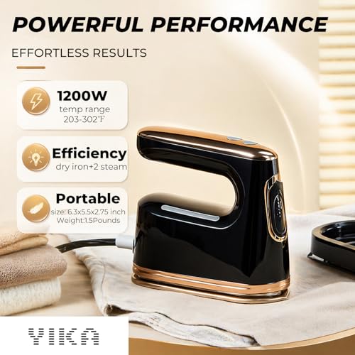 YIKA Clothes Steamer & Iron 2-in-1, Handheld Clothing Fabric Wrinkle Removal, 300ml Water Tank, Large Alloy Soleplate, Lightweight Small Garment Steamer for Home or Travel