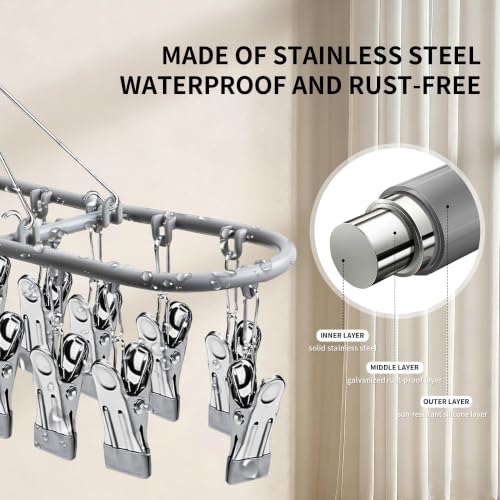 sock hanger for drying bra rack underwear panty baby legging hanging dryer - color: Dark Gray (20 Clips)