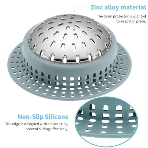 Aluvor Bathtub Drain Hair Catcher Shower Drain Cover Sink Drain Protector - size: Large-Greyish Blue