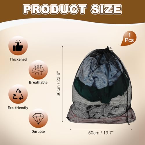 uxcell Mesh Laundry Bag, 19.7x23.6" Large Drawstring Net Laundry Bag Coarse Mesh for Washing Machine for College,Dorm, Travel, Family and Apartment Residents, Black - color: Black, size: 19.7x23.6"