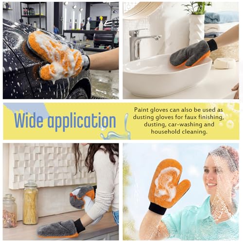 Paint Mitt Stain Mitts Reusable Microfiber - color: Gray,orange