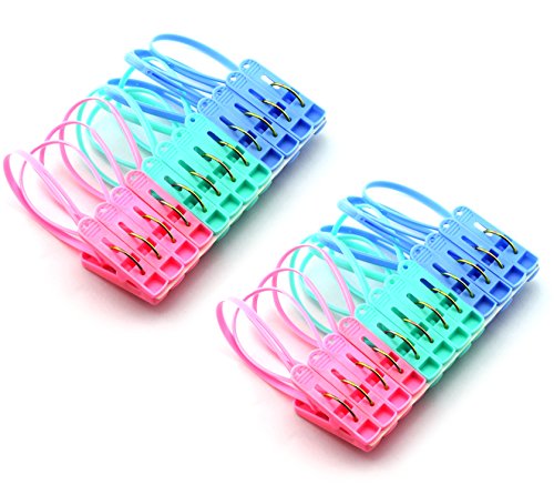 24Pcs Clothes Peg Clip Pins,Multicolor Rope Clip Hanging Clothes line Windproof Hanger Sock Clothes Drying Peg PP Plastic Clips Hooks - color: Multicolor/24pcs