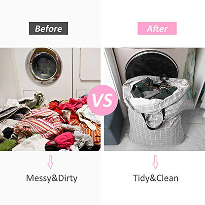 SWISSELITE Heavy Duty Laundry Bag, Large Travel Dirty Clothes Bag - color: Check Gray