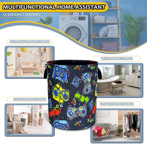 Game Controller Laundry Basket Foldable Waterproof Hamper 18.9 x 16.5 Inch - color: Game Controller