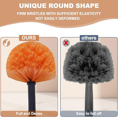 Tonmp Orange Twist-On Cobweb Duster Head Brush, Fits Standard 3/4 inch Threaded Poles, Attachment Brush, Spider Web Duster Brush for Outdoor & Indoor Cleaning - 1 Pack