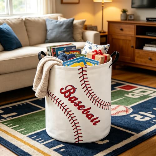 Baseball hamper,Laundry Basket,Waterproof foldable laundry basket for boys and girls,Room Decor(Big baseball) - color: Big baseball