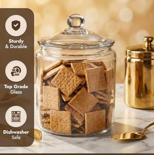 kitchentoolz 1 Gallon Glass Cookie Jar with Lid & Candy Jar | Glass Jars