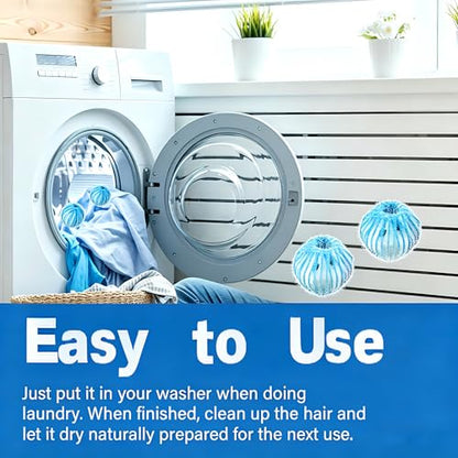 12Pcs Reusable Laundry Hair Remover Balls, Pet Hair Remover for Washing Machine, Effectively Cat Dog Fur Lint Catcher, Laundry Lint Remover Balls for Bedding, Clothes, Sofa Covers (Light Blue) - color: Light Blue