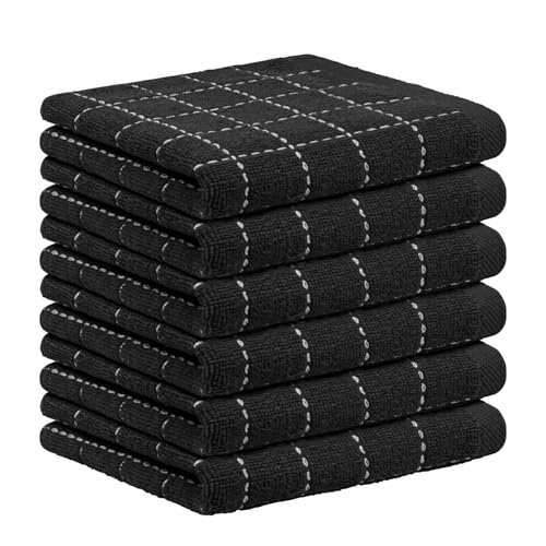 Nialnant 6 Pack Terry Kitchen Towels,Dish Cloths for Washing Dishes - color: Black, size: 12 x 12 in - 6PCS