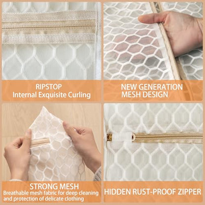 2 Pack Laundry Bag, Durable Big Honeycomb Mesh Laundry Bags Suitable for Delicate Clothes Washing 24 x 24 Inches (2 XX-Large) - color: 2 XX-L White