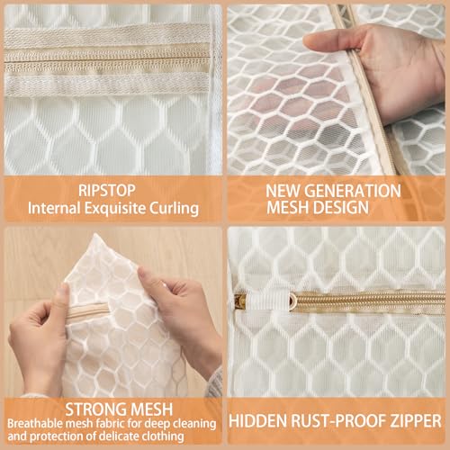 6Pcs Durable Honeycomb Mesh Laundry Bags for Delicates (3L 3M) White - color: White