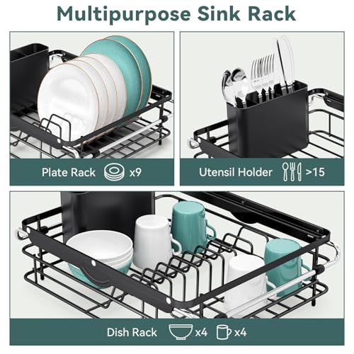 TOOLF in Sink Dish Drying Racks, Large Dish Drainer with Utensil Holder - size: Large Size