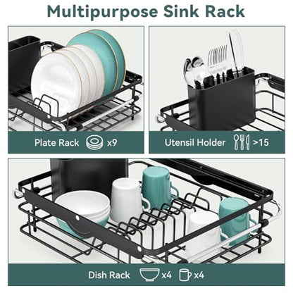 TOOLF in Sink Dish Drying Racks, Large Dish Drainer with Utensil Holder - size: Large Size