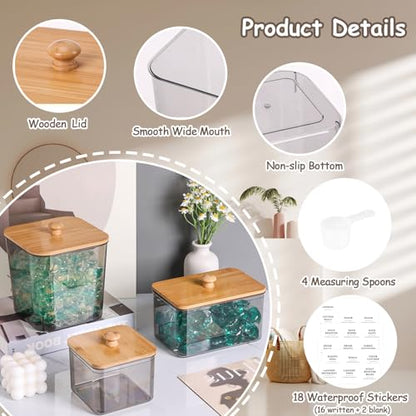 4 Pack Laundry Pods Container,Clear Dryer Sheet Holder & Laundry Room Organization and Storage with Lids, Scoops & Labels for Laundry Detergent, Powder, Dryer Balls, Beads (Gray) - color: Gray