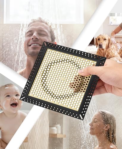 Square Shower Drain Hair Catcher, Anti-Clogging, 6 inch - color: Matte Black & Brushed Gold, size: 6 inch