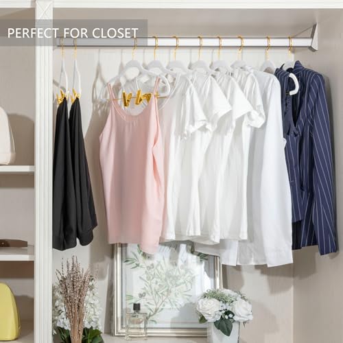 MIZGI Premium Velvet Pants Hangers with Adjustable Clips (Pack of 30) Slim Skirt Hangers- Non Slip Felt Outfit Dress Hangers White - Gold Hooks,Space Saving Shirt Clothes Hangers - color: White/Gold, size: 30-Pack