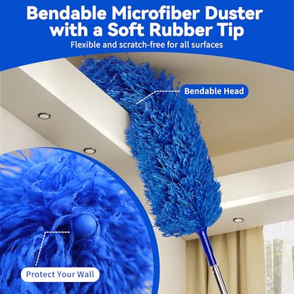 Duster with Extension Pole, 7 in 1 Cleaning Kit with Microfiber Dusters - size: 7 in 1
