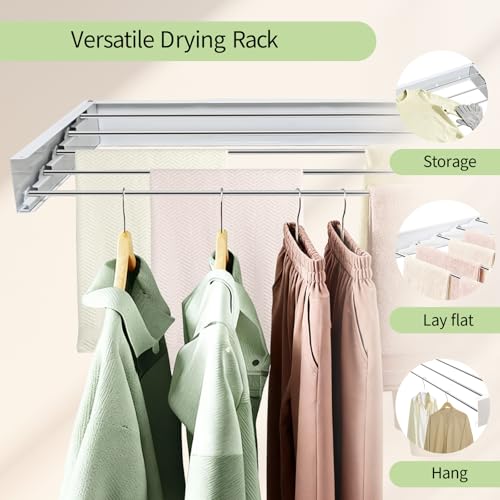 31.5 Inch Wall Mounted Clothes Drying Rack, Foldable Laundry Rack