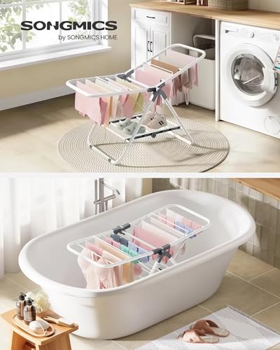 SONGMICS Clothes Drying Rack, Free-Standing Indoor Airer - color: Cloud White