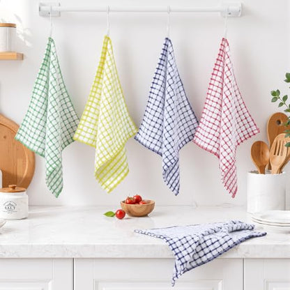 Homaxy 8 Pack Terry Kitchen Dish Cloths, 12"x12", Blue/Yellow/Red/Green - color: Blue/Yellow/Red/Green, size: 12 x 12 - 8 Pack