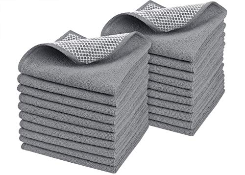 SINLAND Dish Cloth for Washing Dishes Kitchen Washcloth Cleaning Cloth - color: Grey, size: 12inchx12inch 20pack