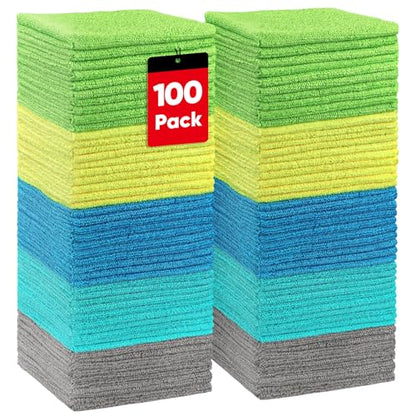 HOMEXCEL Microfiber Cleaning Cloth 100 PK, Towels for Cars, Cleaning Rags - color: Multicolor