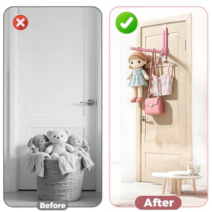 Pink Over the Door Hanger for Clothes Foldable for Space Saving - color: Pink-1Pack(UP)