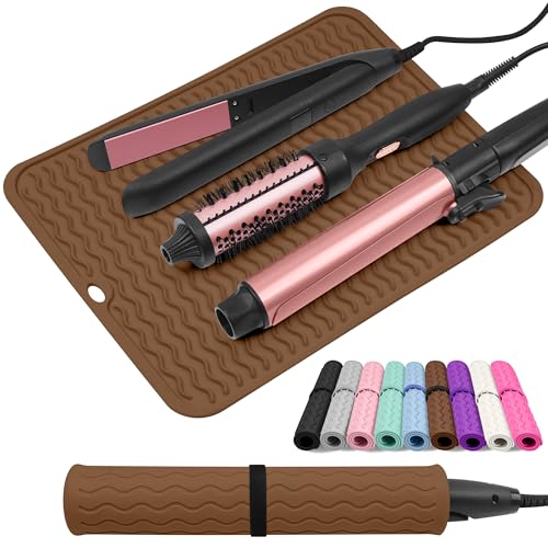 Oversize Silicone Heat Resistant Mat for Hair Tools - color: Brown