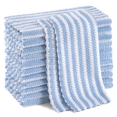 Homaxy 12 Pack Coral Velvet Dish Cloths, 10 x 10 inches, Blue - color: Blue, size: 10 x 10 - 12 Pack