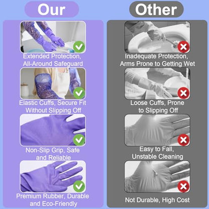 XANGNIER Long Gloves for Cleaning Bathroom,Elbow Length,1 Pair - color: 1 Pair